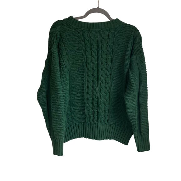 VTG Rebecca Thomas Small-Med Chunky Green Fisherman Cable Knit Sweater Old Money - Picture 2 of 8